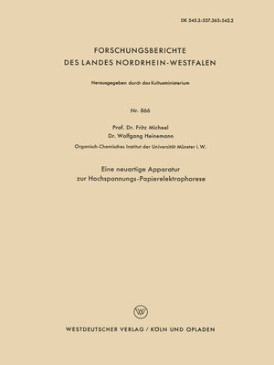 cover image of Eine neuartige Apparatur zur Hochspannungs-Papierelektrophorese